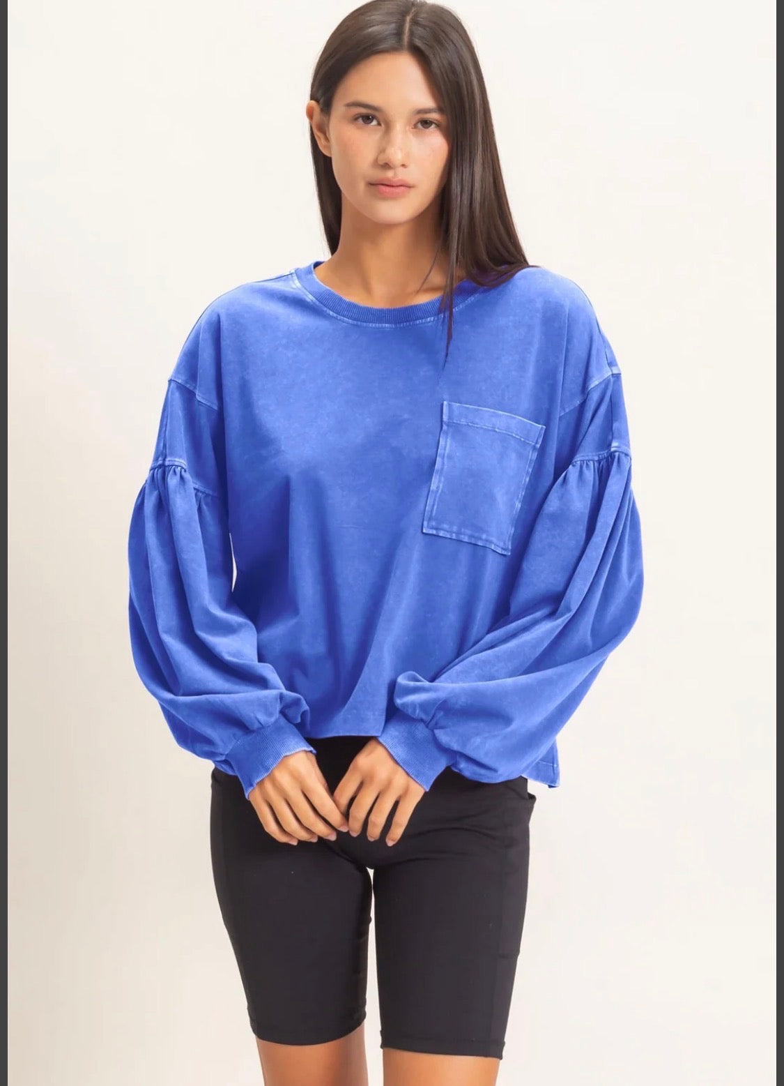 Mineral Wash Puff Long Sleeve Top