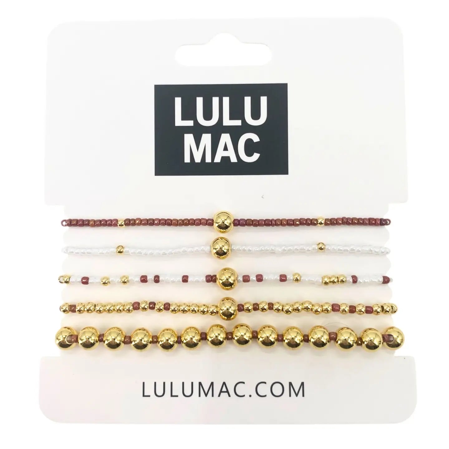 LULU MAC Burnt Orange and White Bracelet Stack