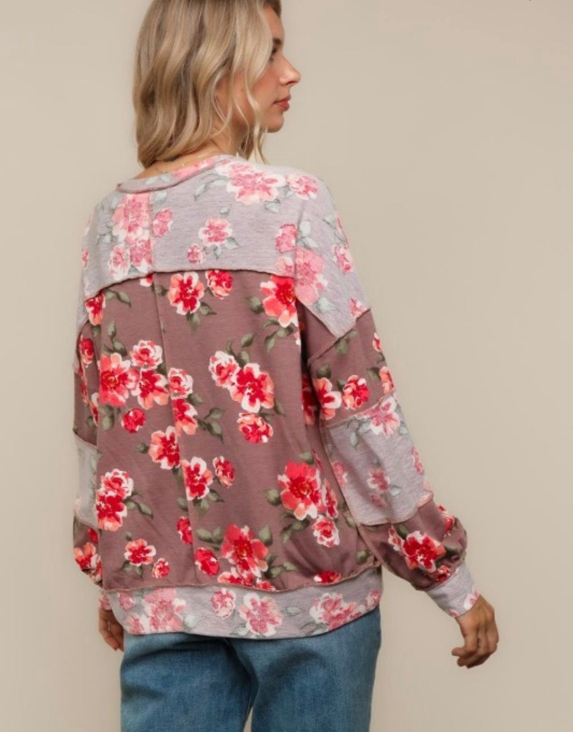 Button Down Long Sleeve Floral Top