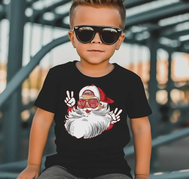 Merry Christmas boys Santa tee
