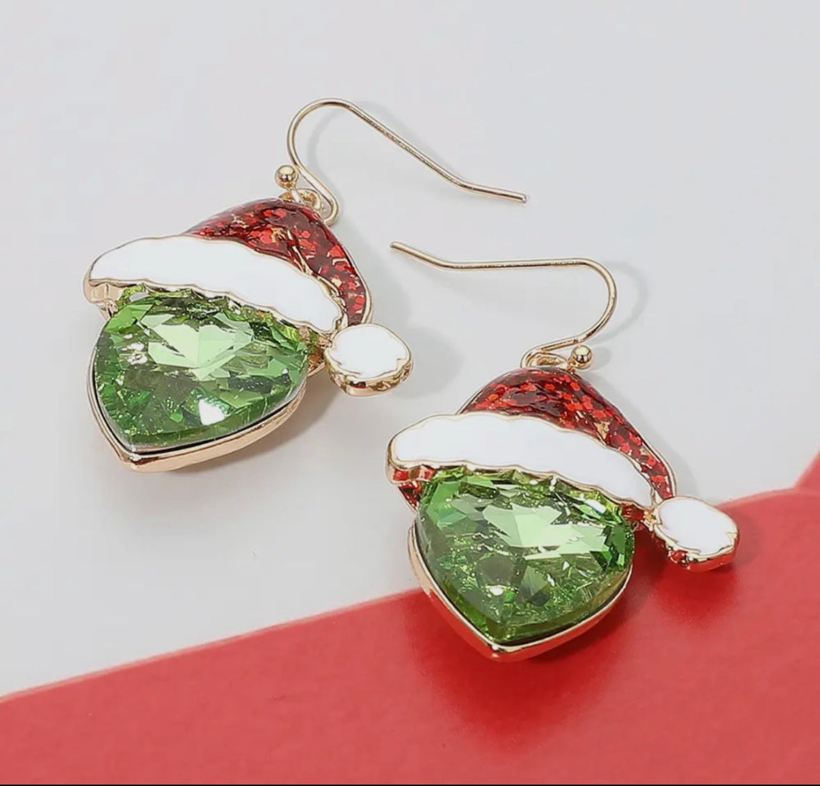 Grinch Santa Hat Earrings