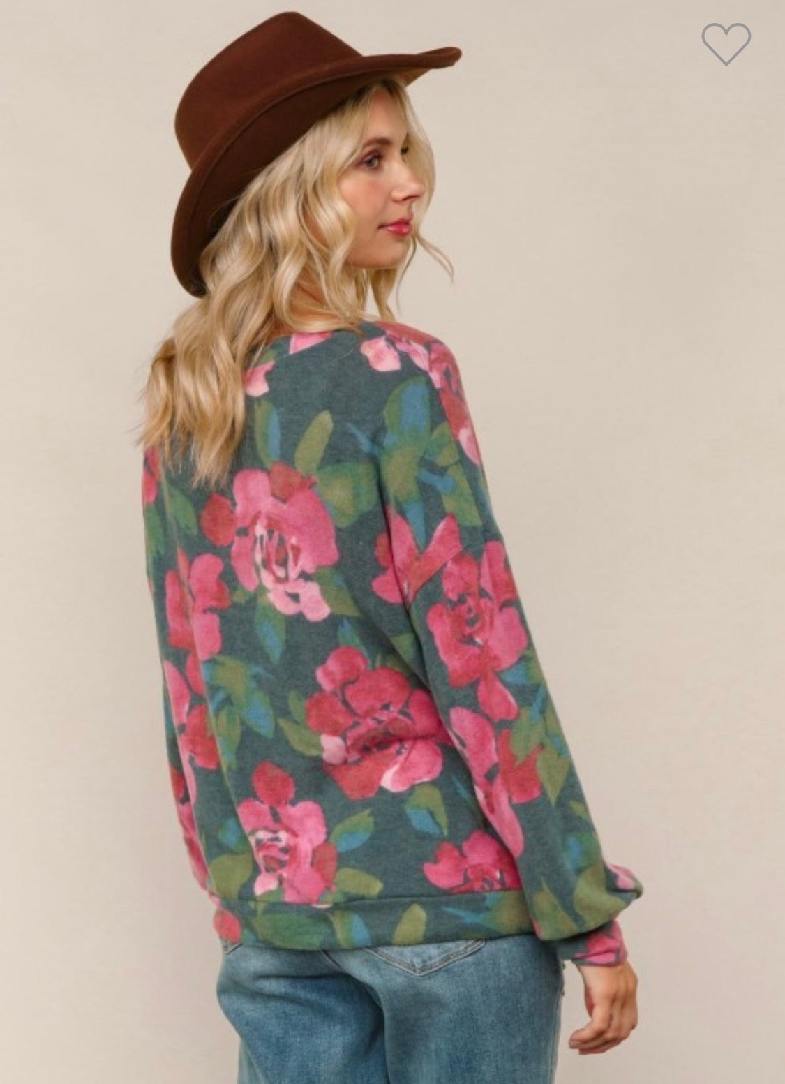 Long Sleeve Oversized Loose Fit Floral Blouse