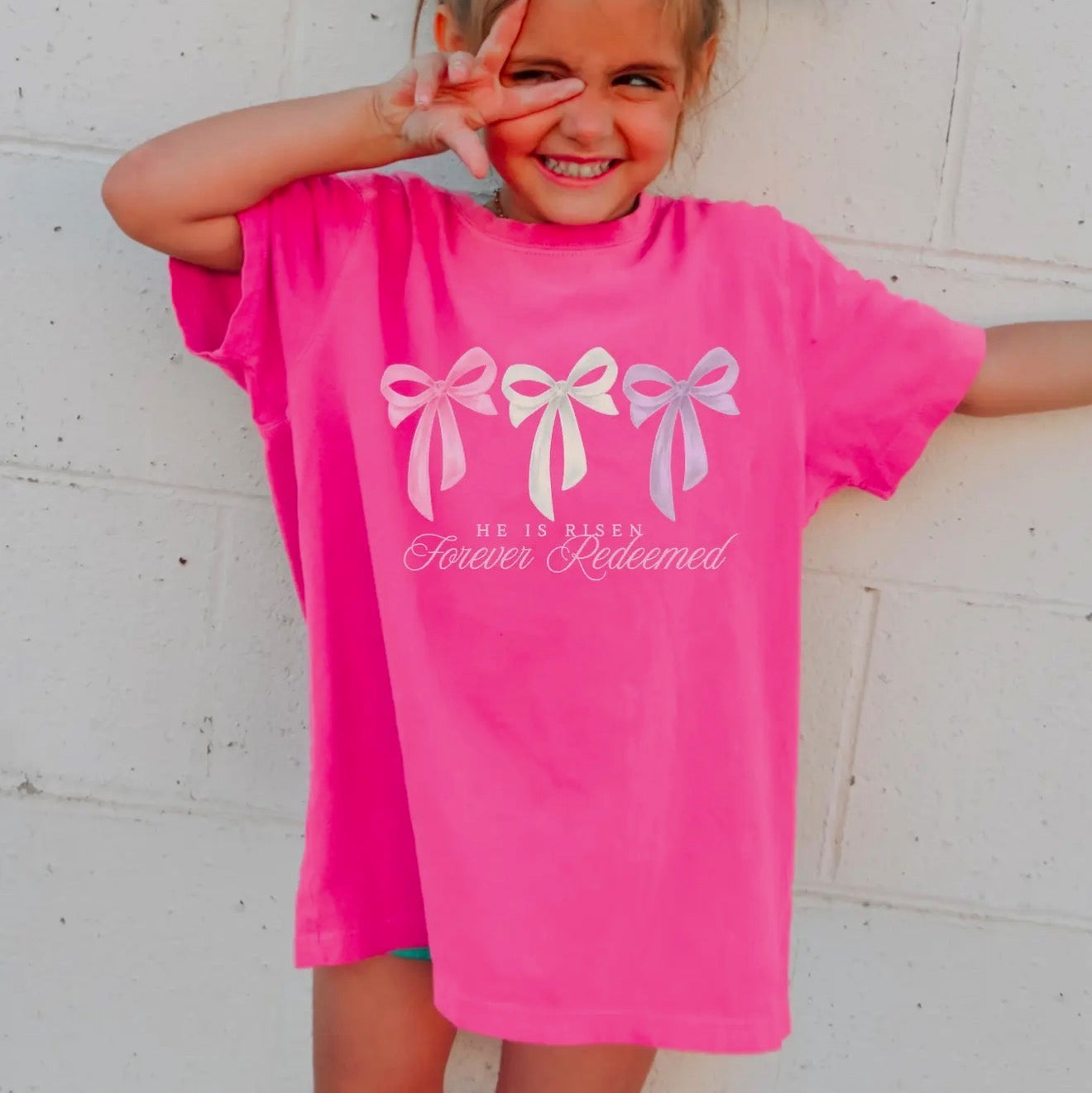 Youth He Is Risen Bow Easter Tee