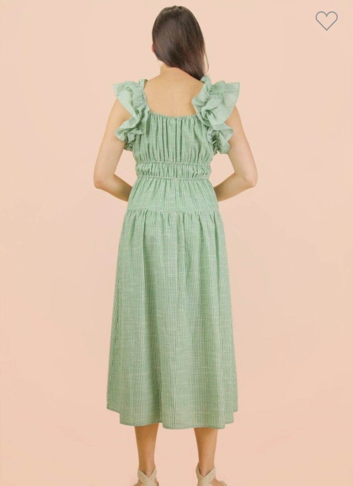 Ruffle Shoulder Mid Length Dress