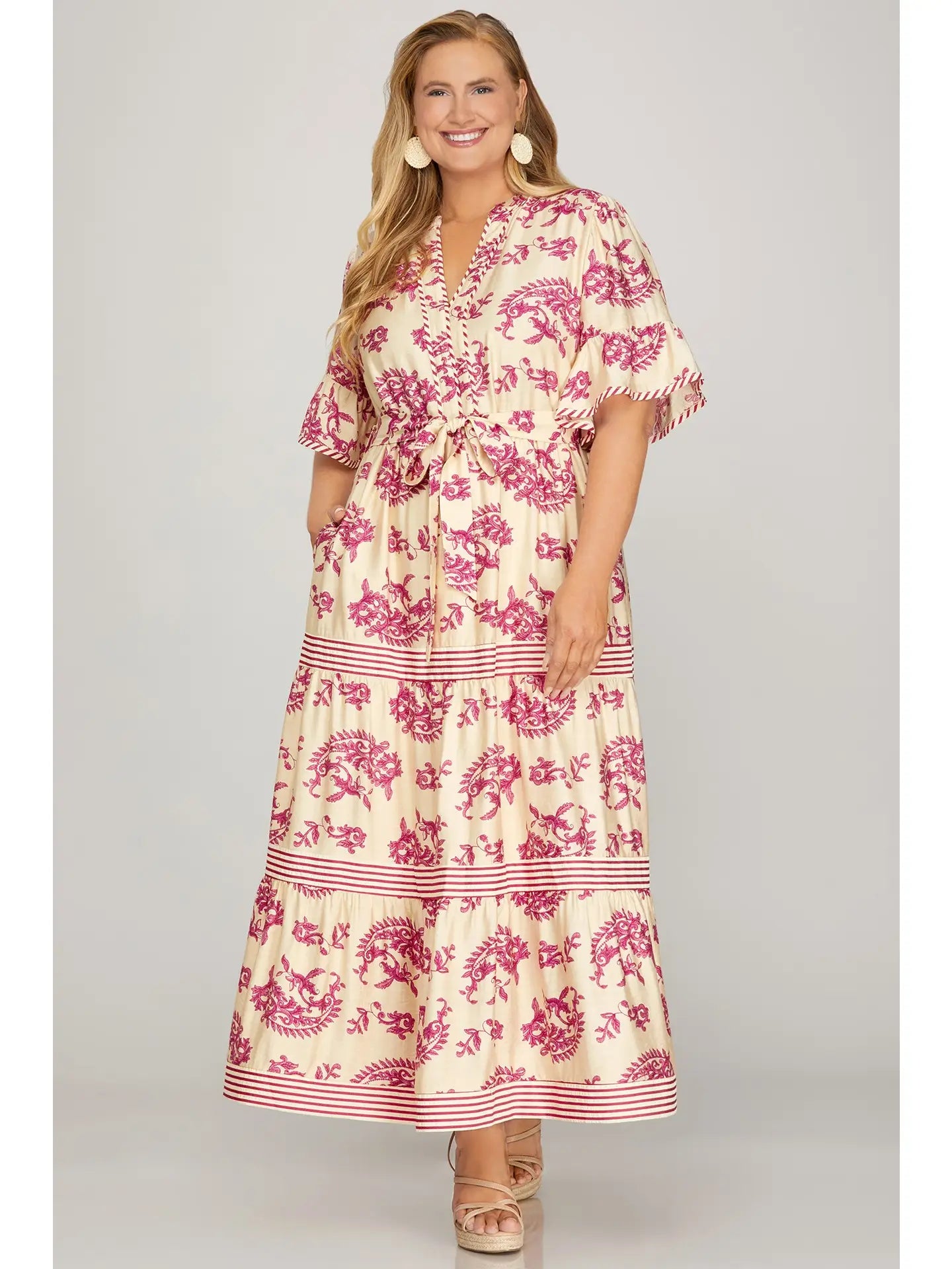Plus Size Print Tiered Maxi Dress