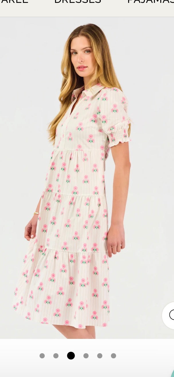 Cream Stripe Poppy Midi Dress