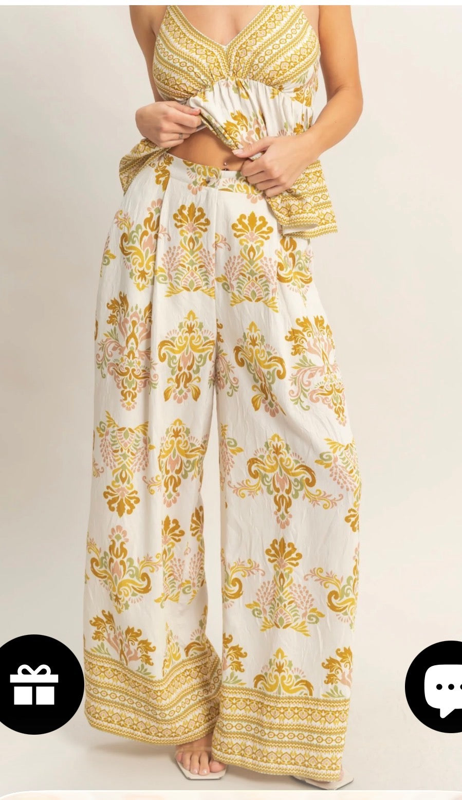 Wide Leg Printed Lined Palazzo Pants