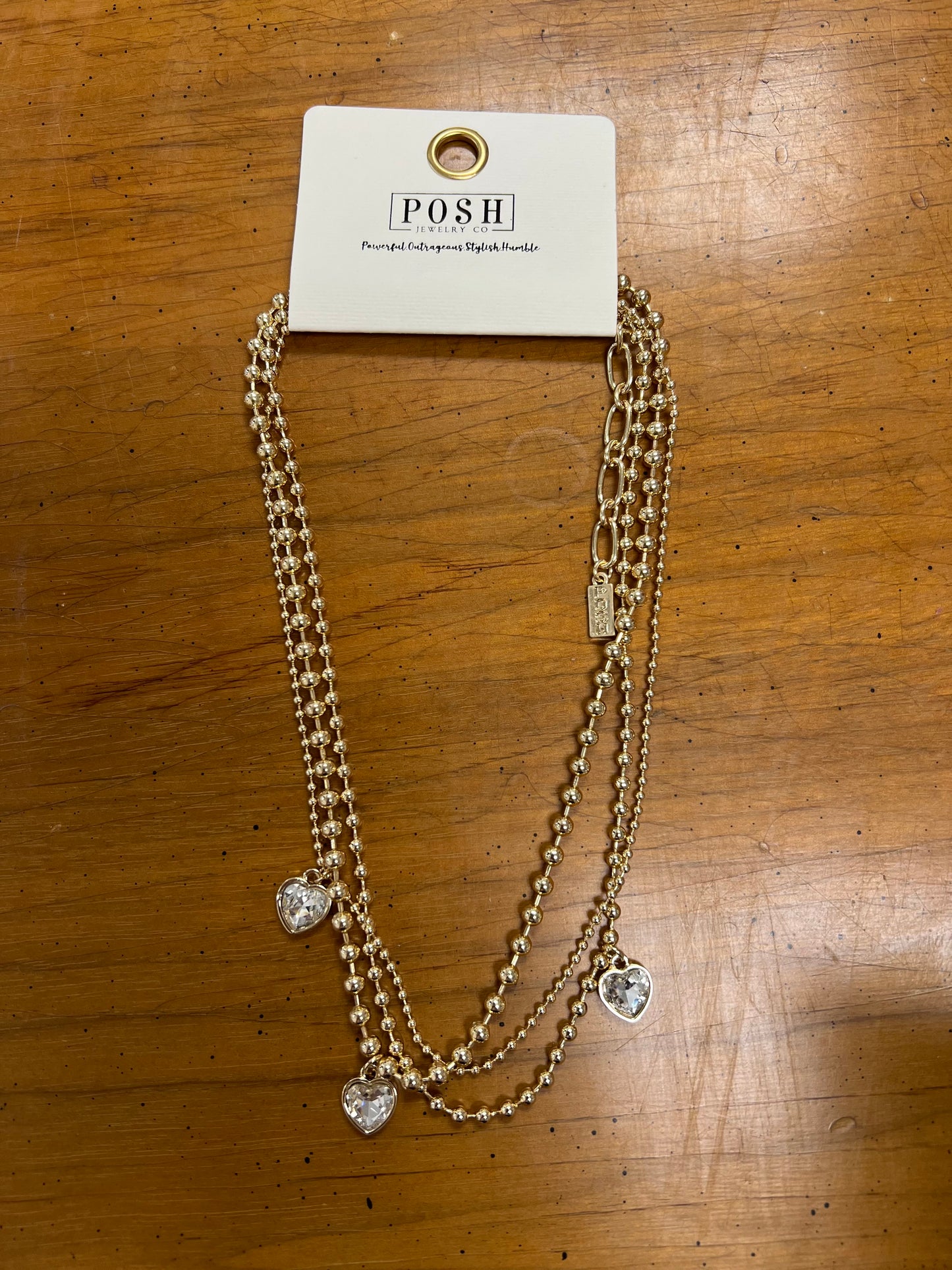 Multi-Layer Heart Necklace With Ball Chain