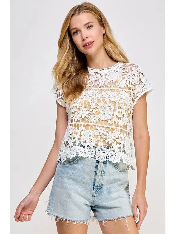 Crochet Short Sleeve Top