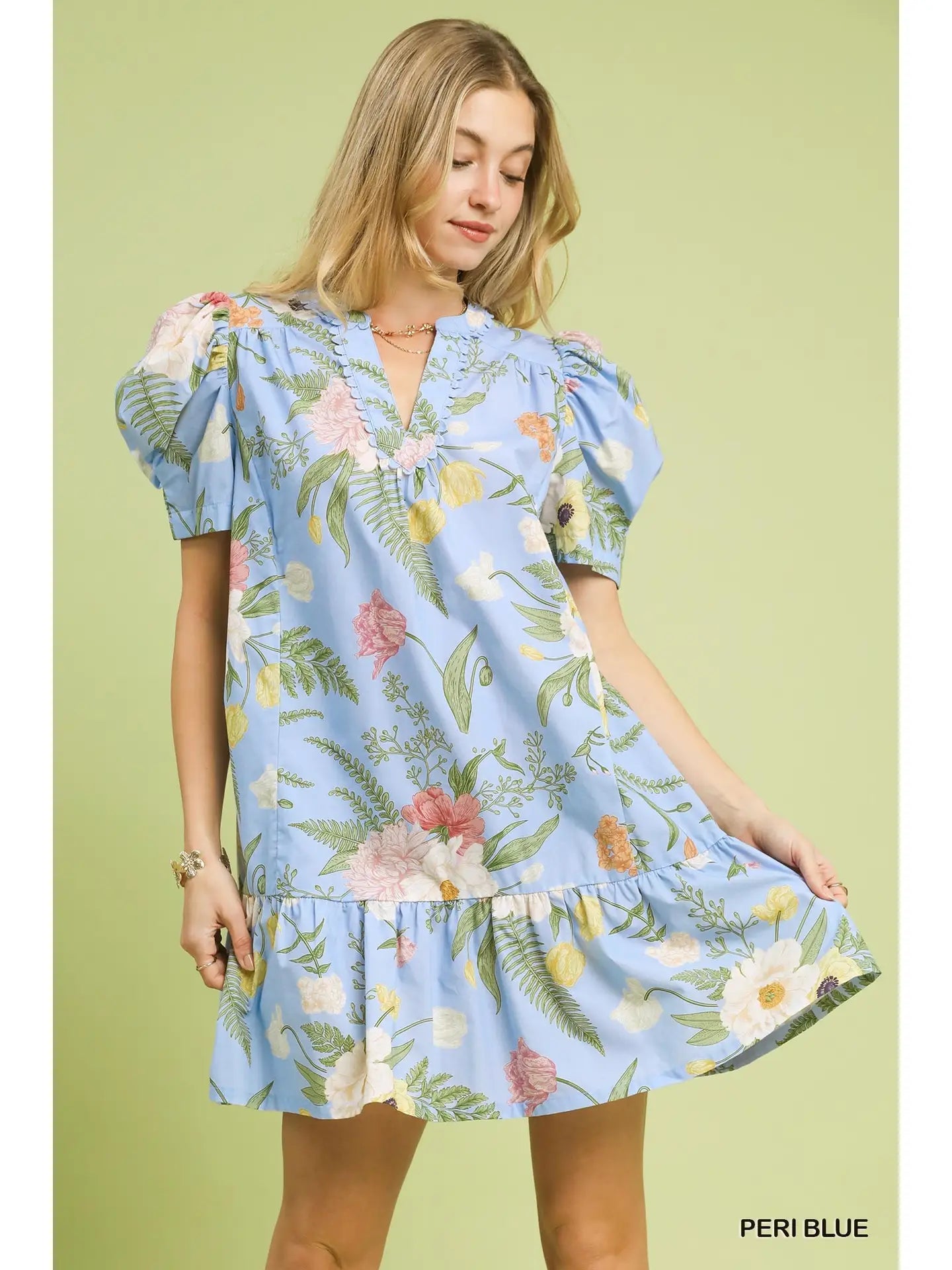 Puff Sleeve Floral Tiered Dress