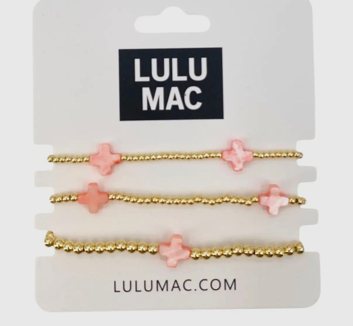 LULU MAC Gold Beaded Bracelet With Colored Cross