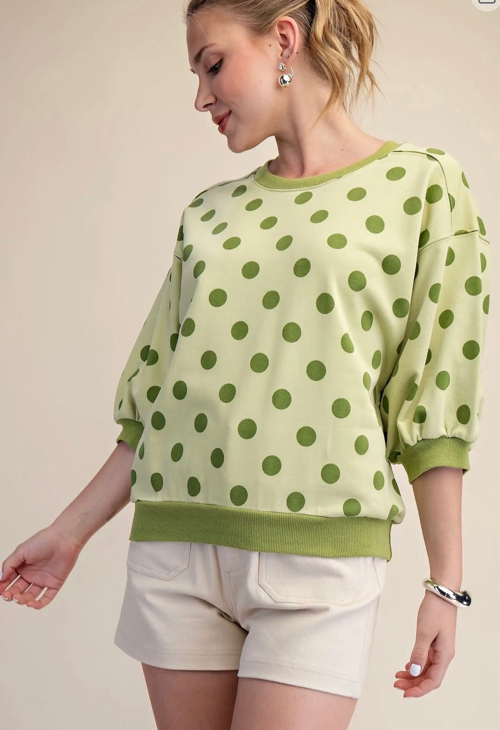 Polka Dot Half Sleeve Top