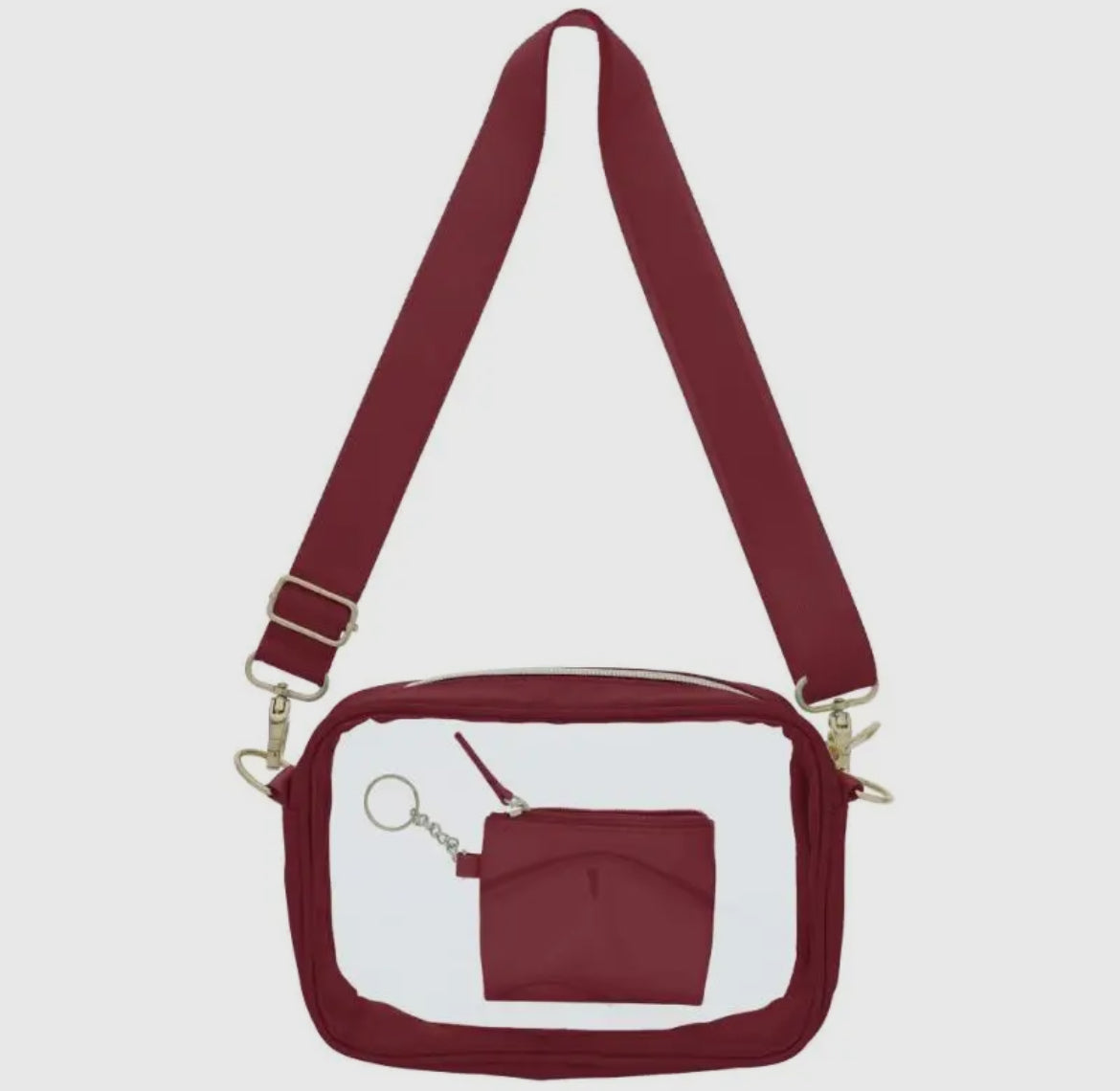 Maroon Clear Bag with Strap