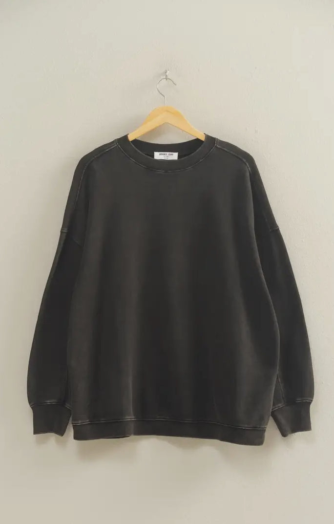 Black Oversized Crew Neck Sweatshirt