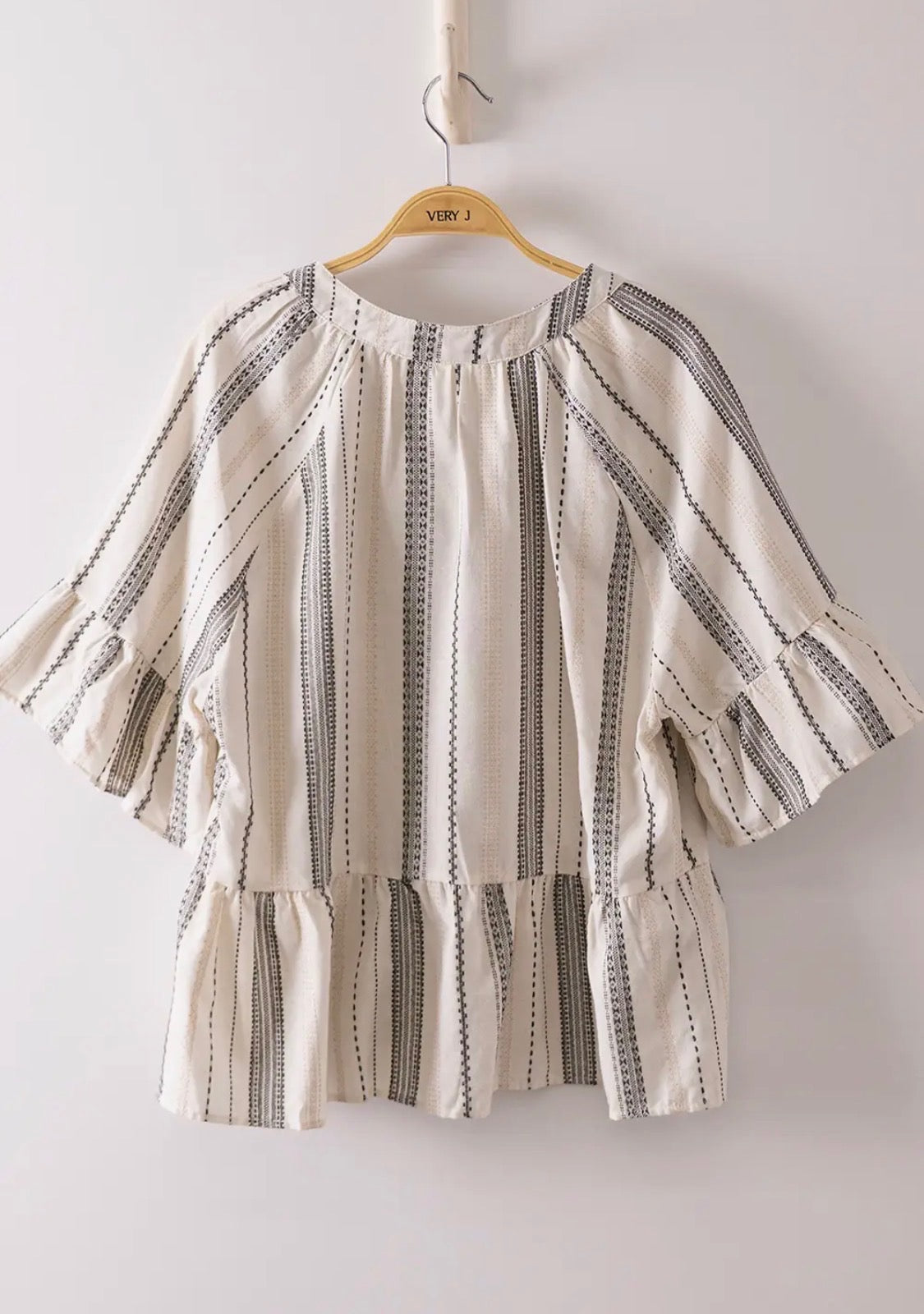 Striped Half Bell Sleeve Blouse