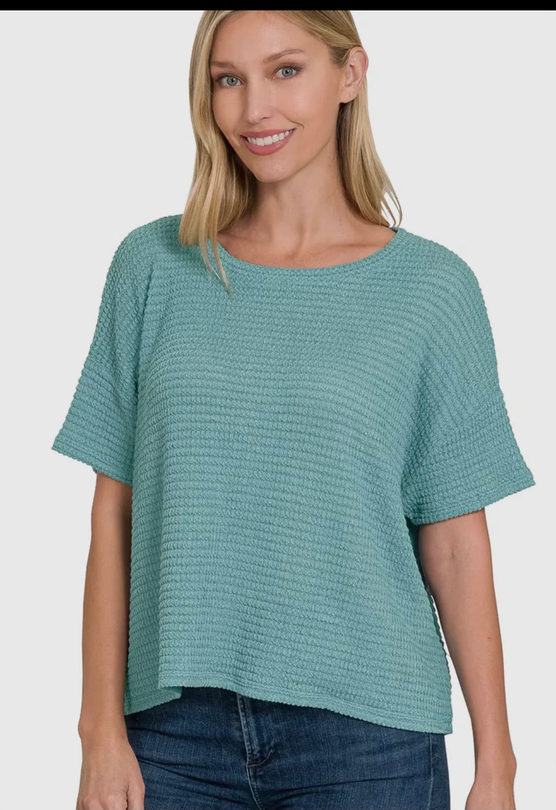 Teal Ribbed Top