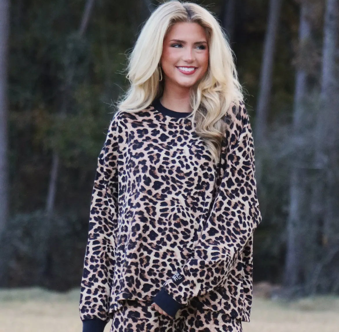 LULU MAC Leopard Waffle Longsleeve Top