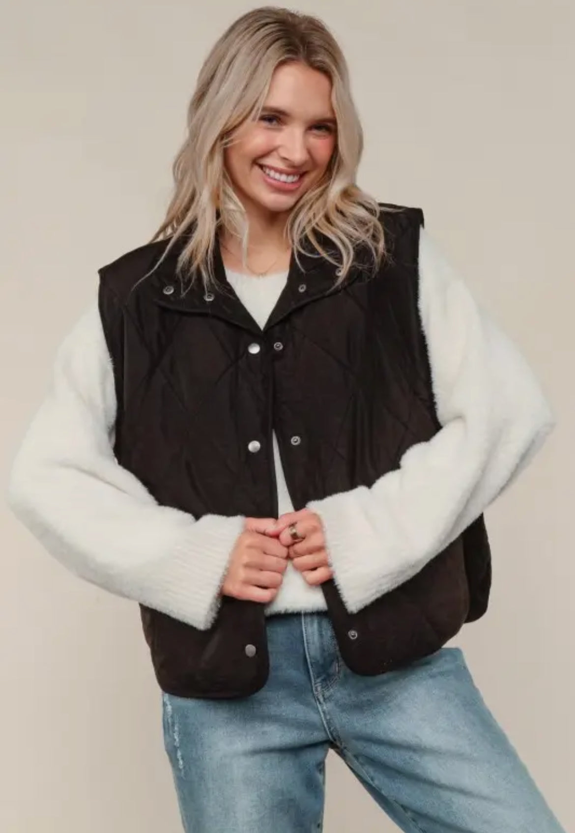 Plus Size Quilted Puffer Vest Jacket W/ Fully Lining