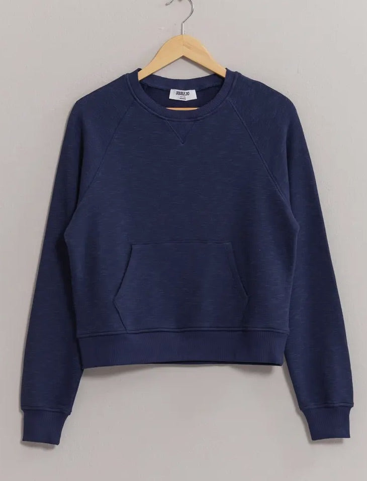 Black and Navy Long Sleeve Sweatshirt with Pockets