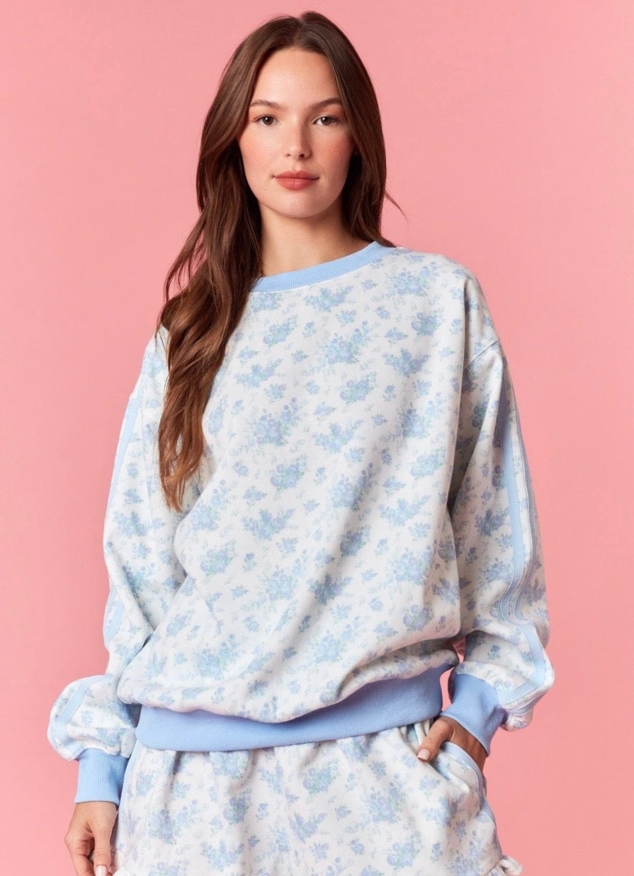 Blue and Pink Design Pullover Sweatshirts