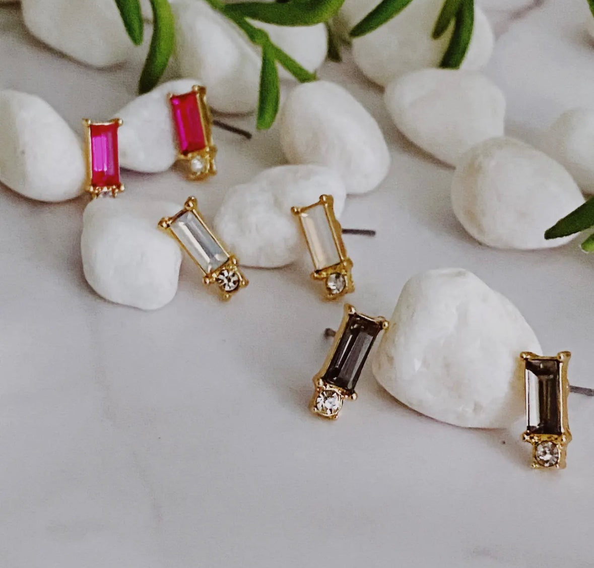 Square Gem Drop Earrings