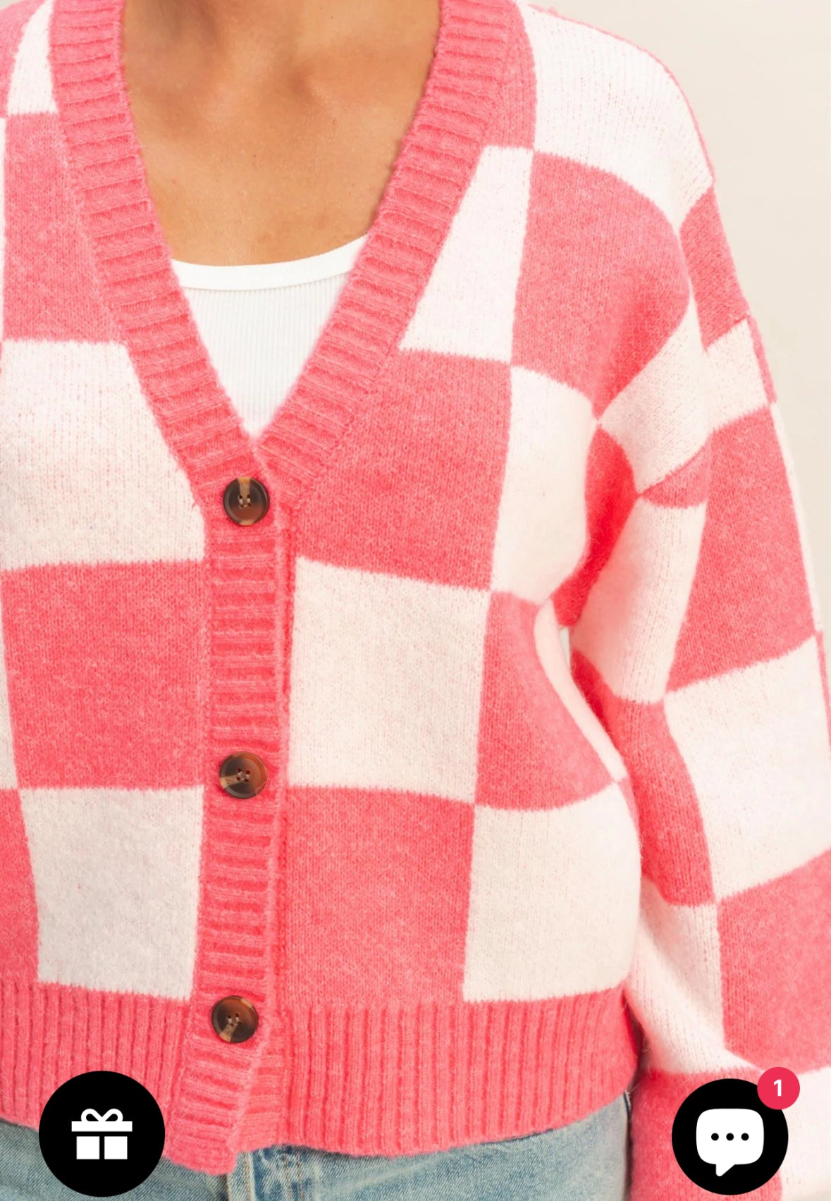 Taffy Checked Button Front Cardigan