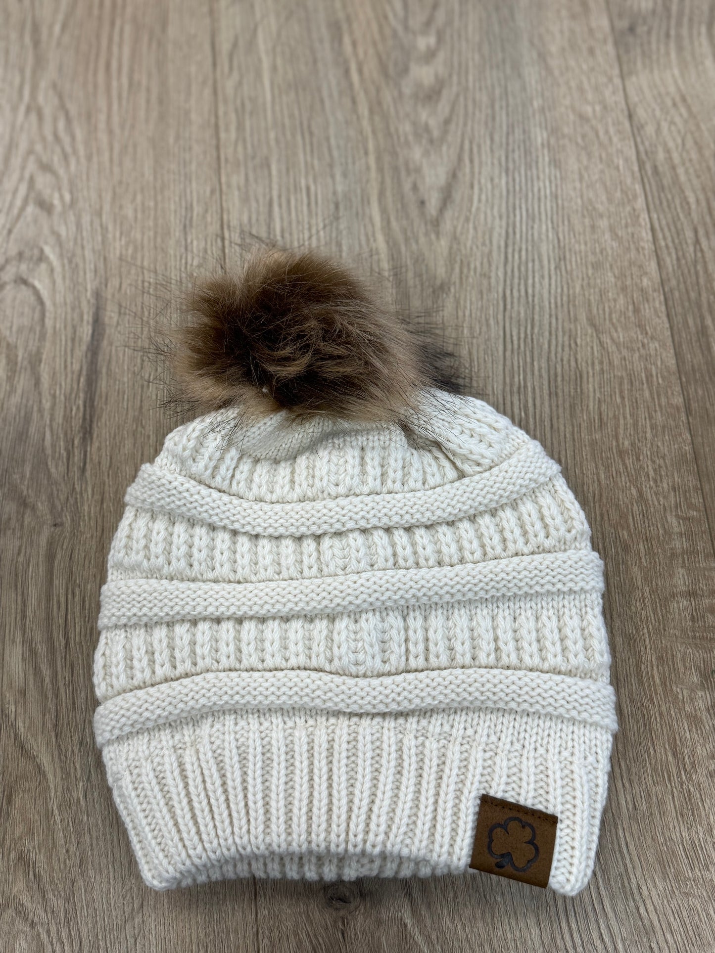 Girls Knit Beanie with Pom Pom