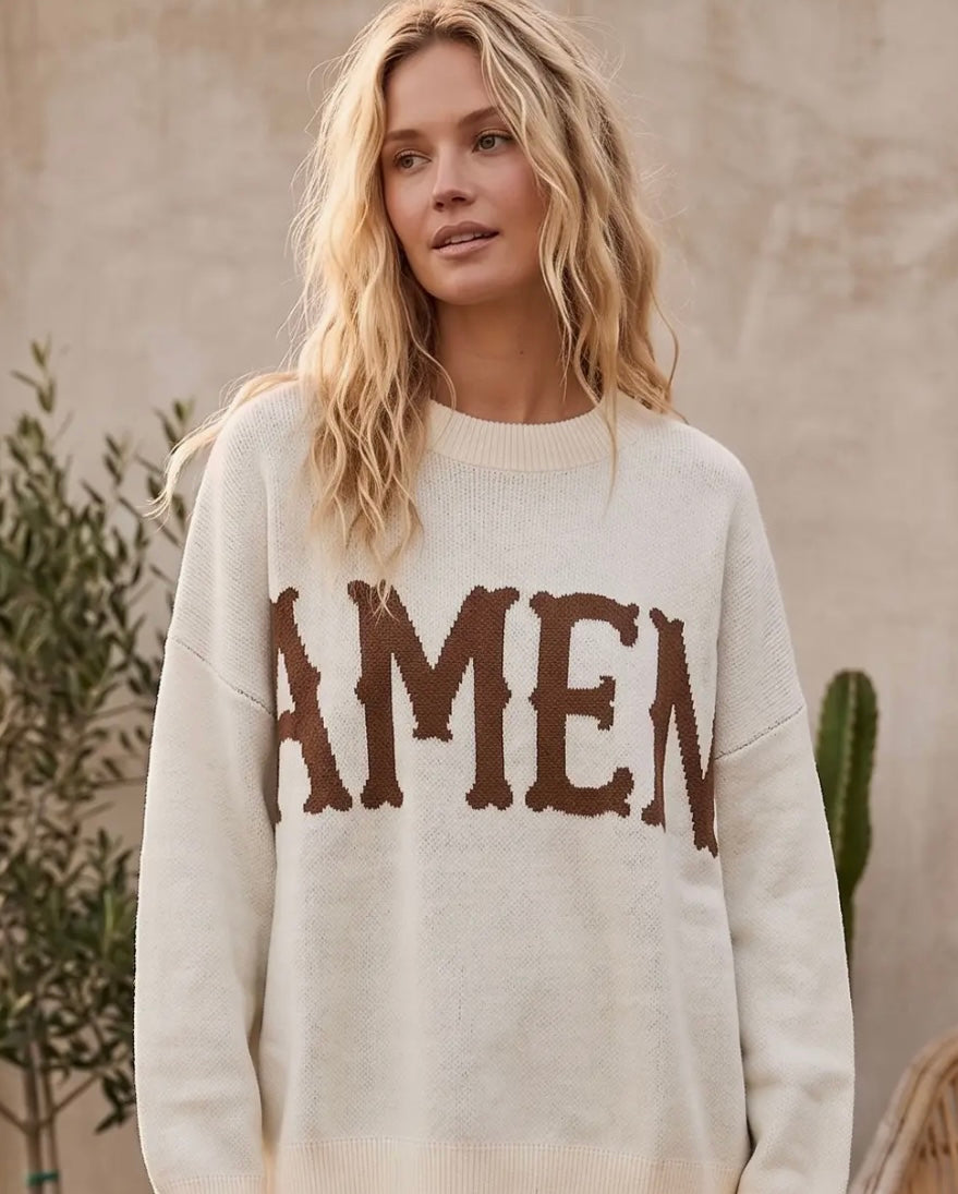 Amen Graphic Oversized Sweater