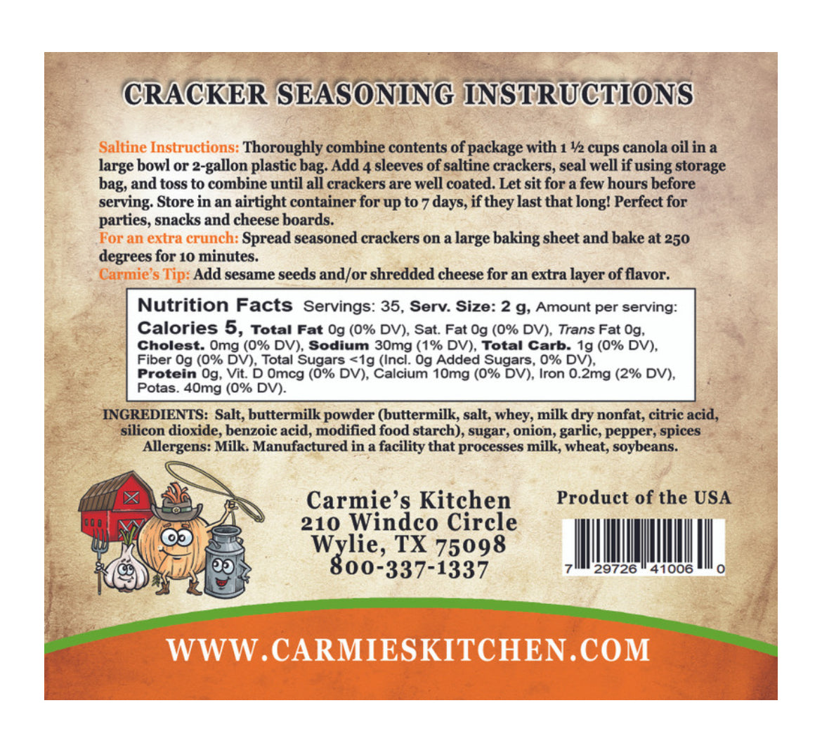 Carmie's Buttermilk Ranch Cracker Seasoning Mix