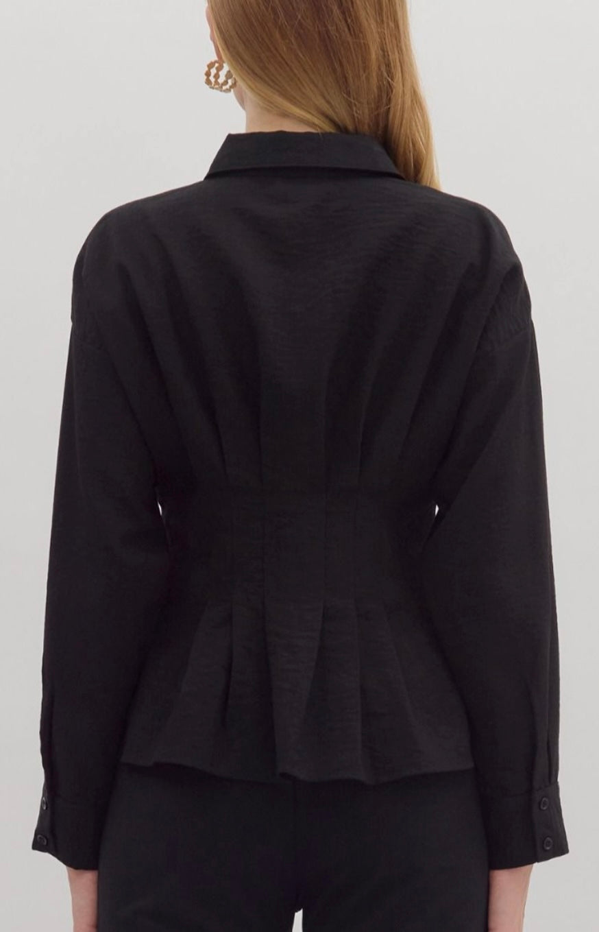 Solid Long Sleeve Peplum Top