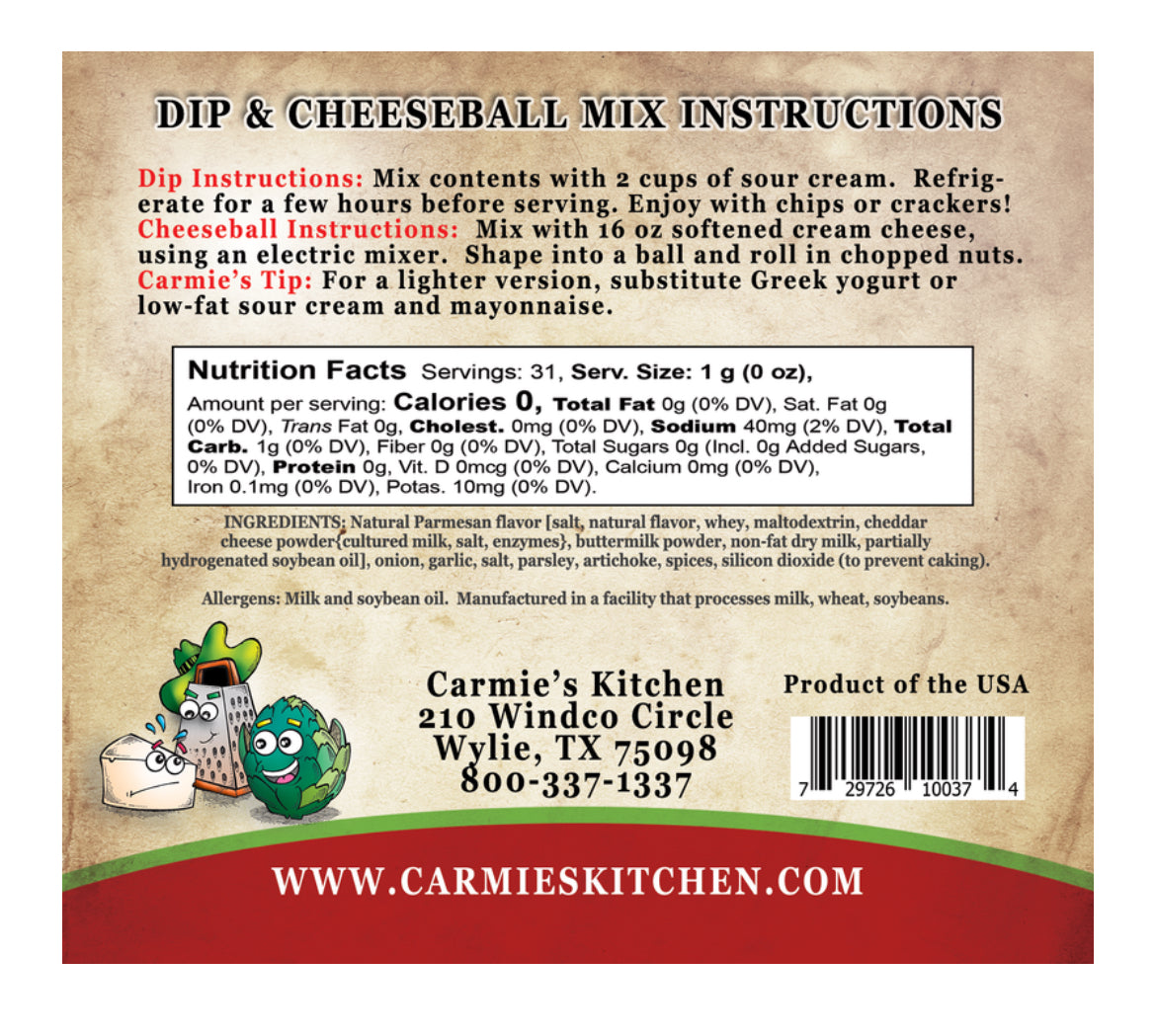 Carmie's Artichoke Parmesan Dip & Cheeseball mix
