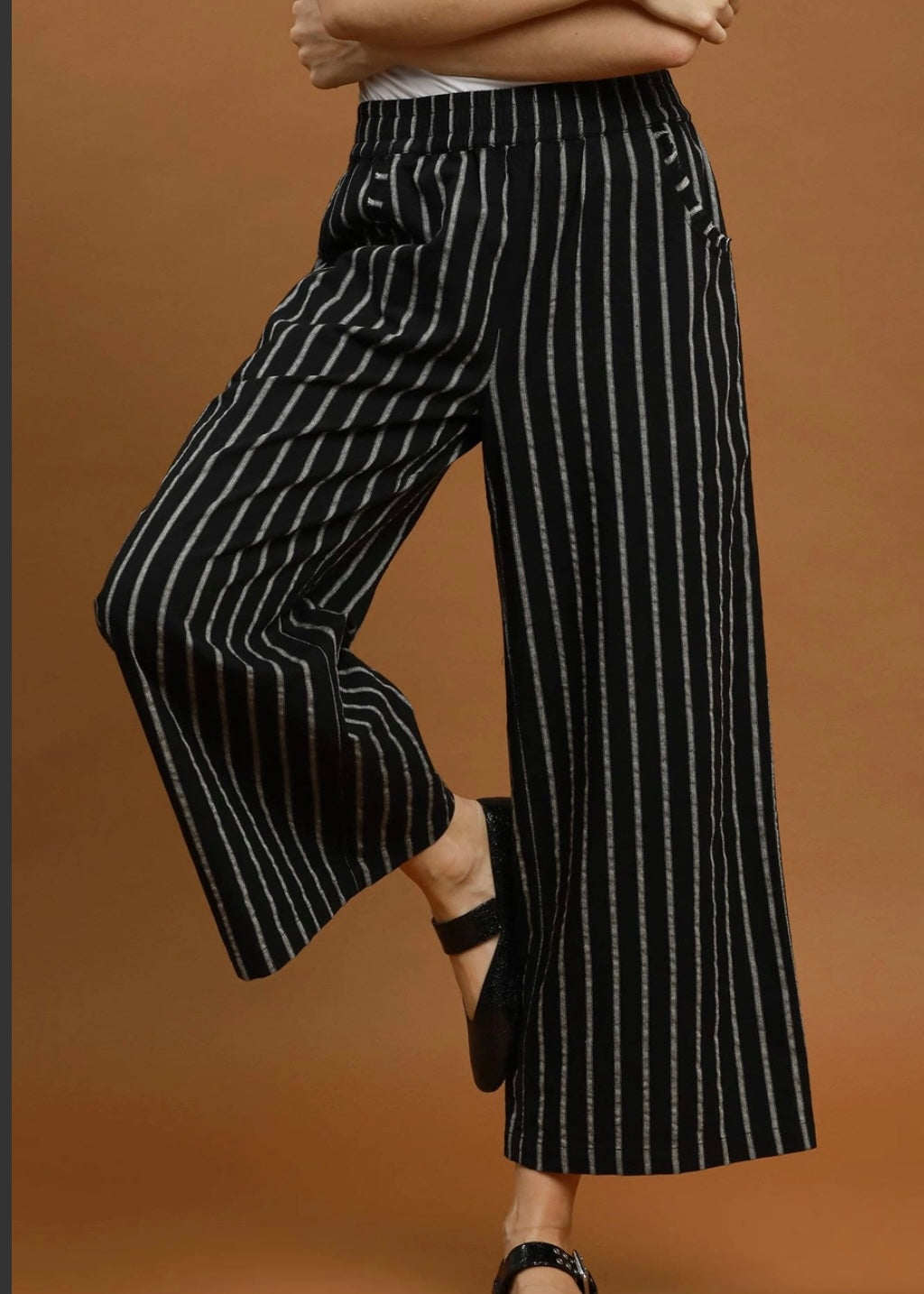 Striped Pull On Wide Leg Pants