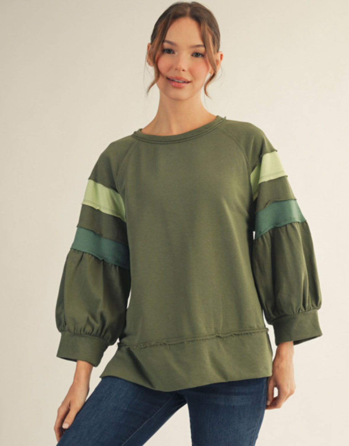 3/4 Raglan Sleeves Casual Sweatshirt