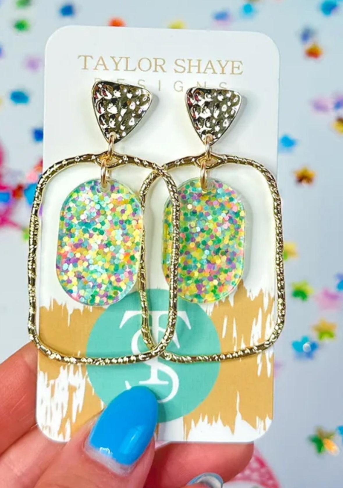 Taylor Shaye Tessa Confetti Oval Hoops