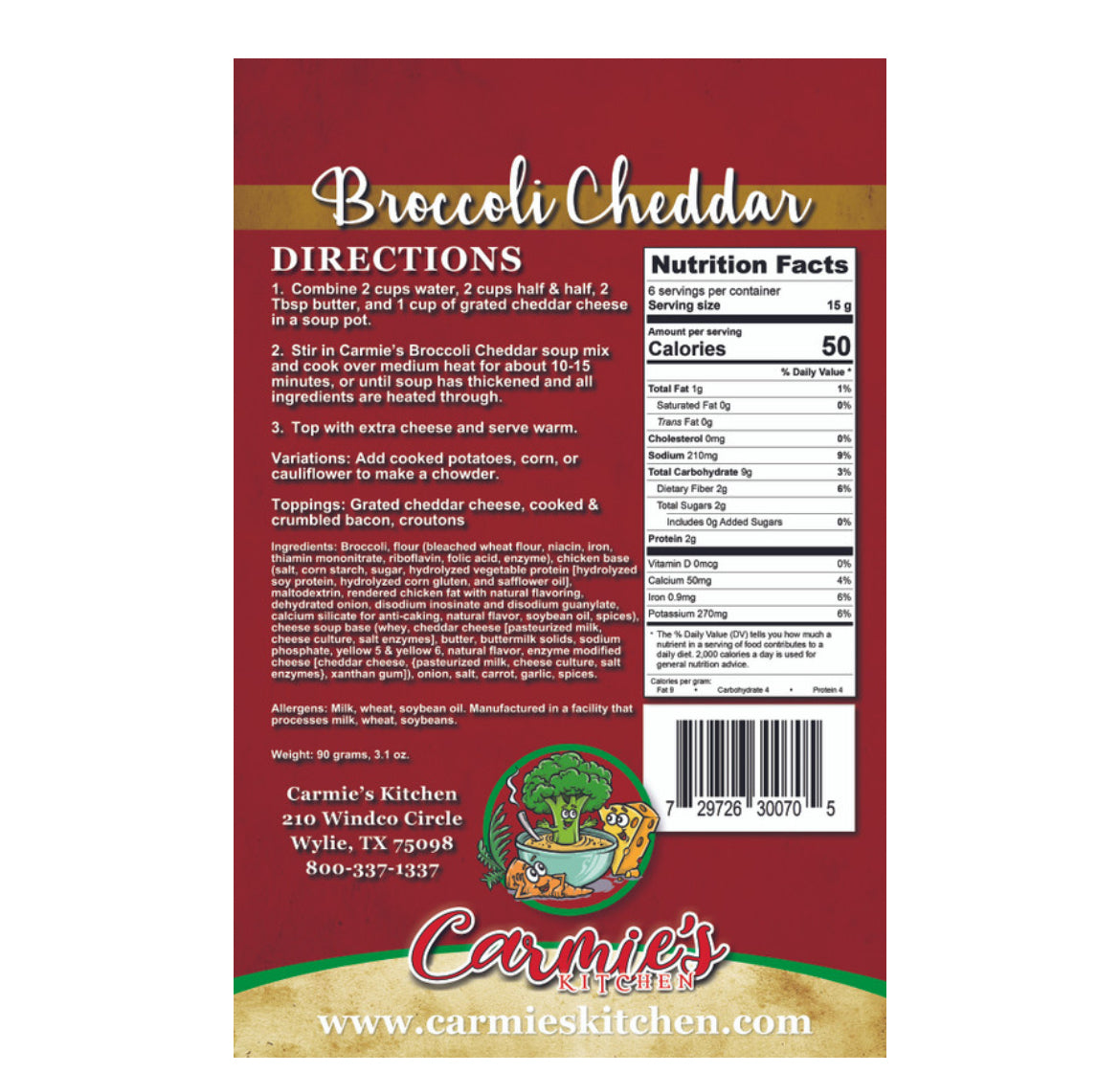 Carmie's Broccoli Cheddar Soup Mix