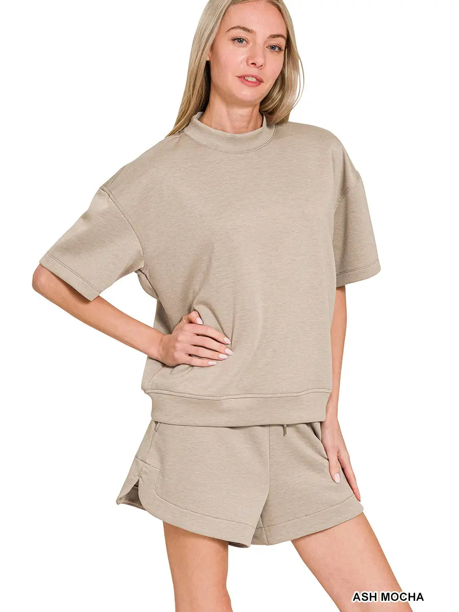 Scuba High Neck Top And Shorts Set