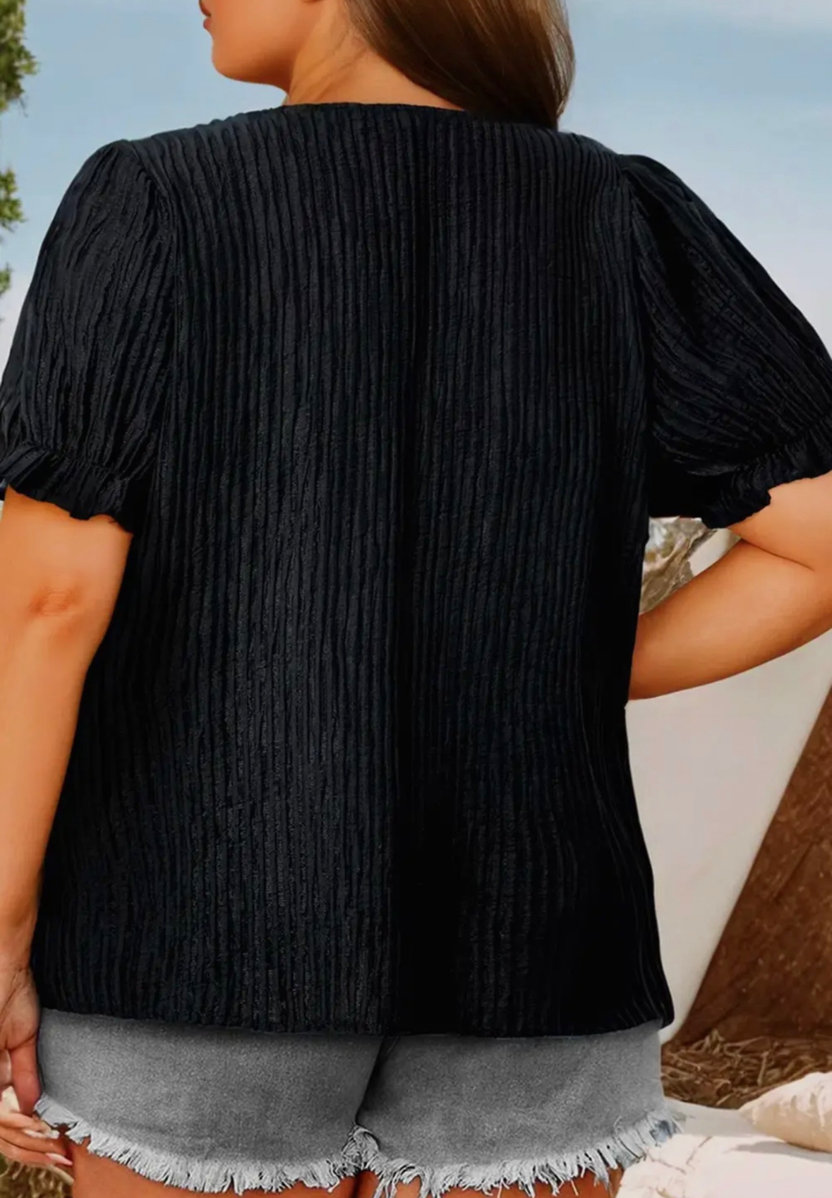 Black crochet neckline top