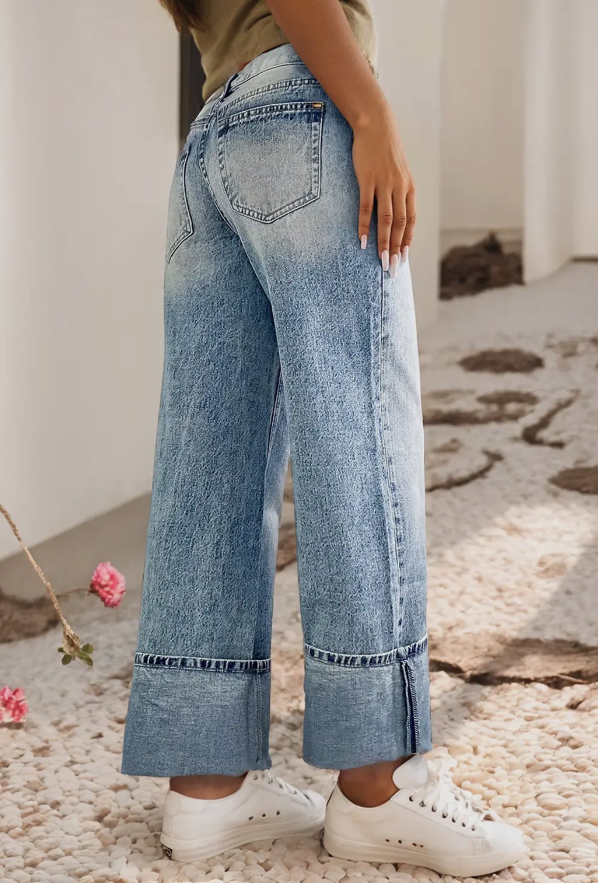 Dark Wash Cuff Jeans