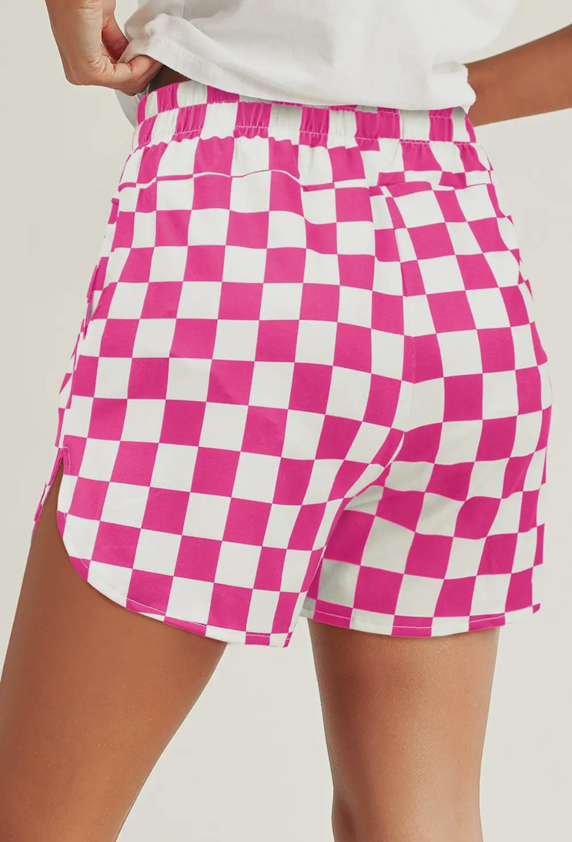 Pink & White checkered shorts