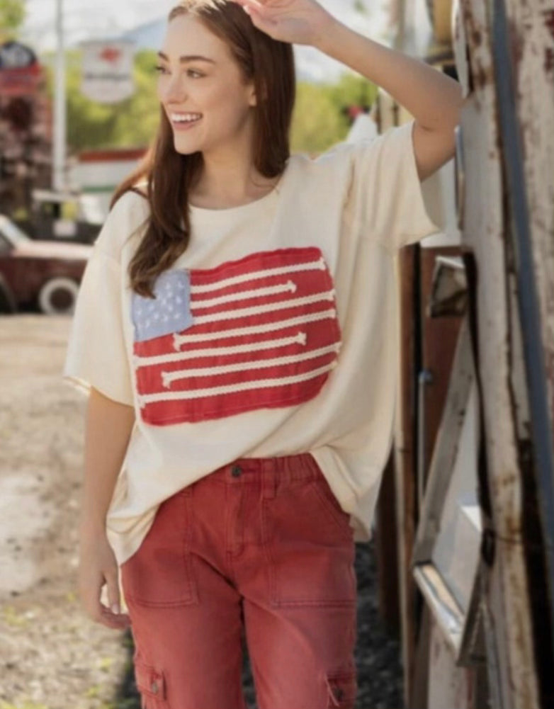 Sage + Fig American Flag Oversized T-Shirt