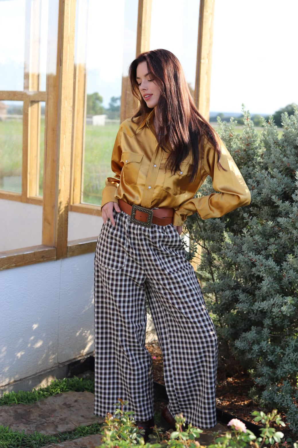 Plaid Wide Leg Pants