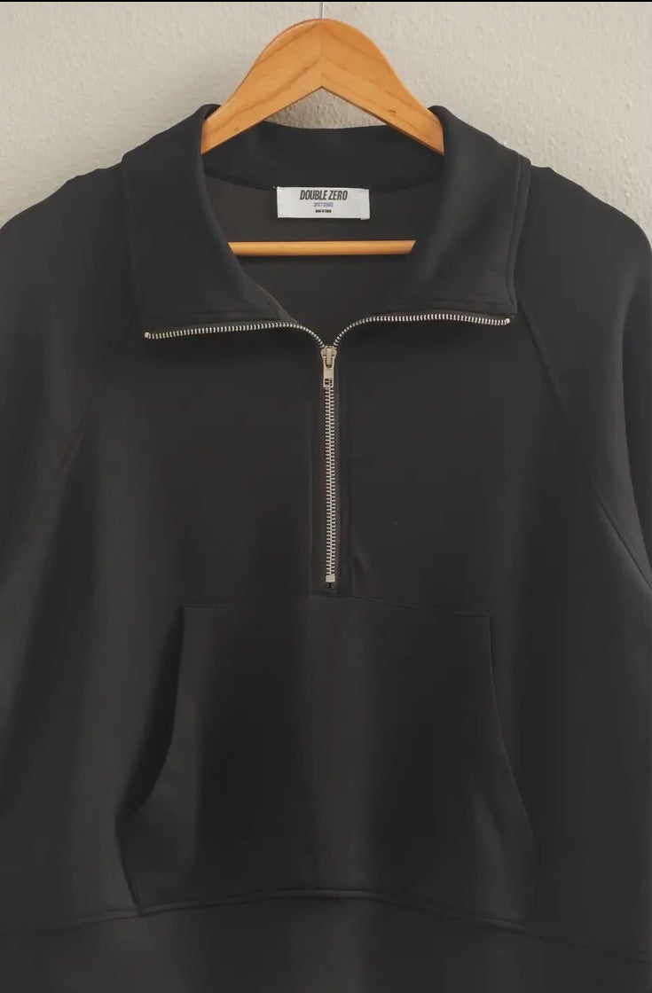 Double Knit Half Zip-Up High
Neck Collar Sweatshirt