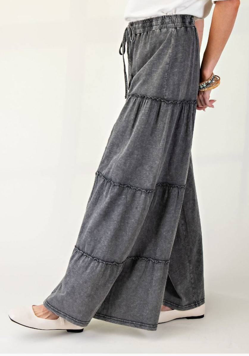 Mineral Washed Tiered Pants