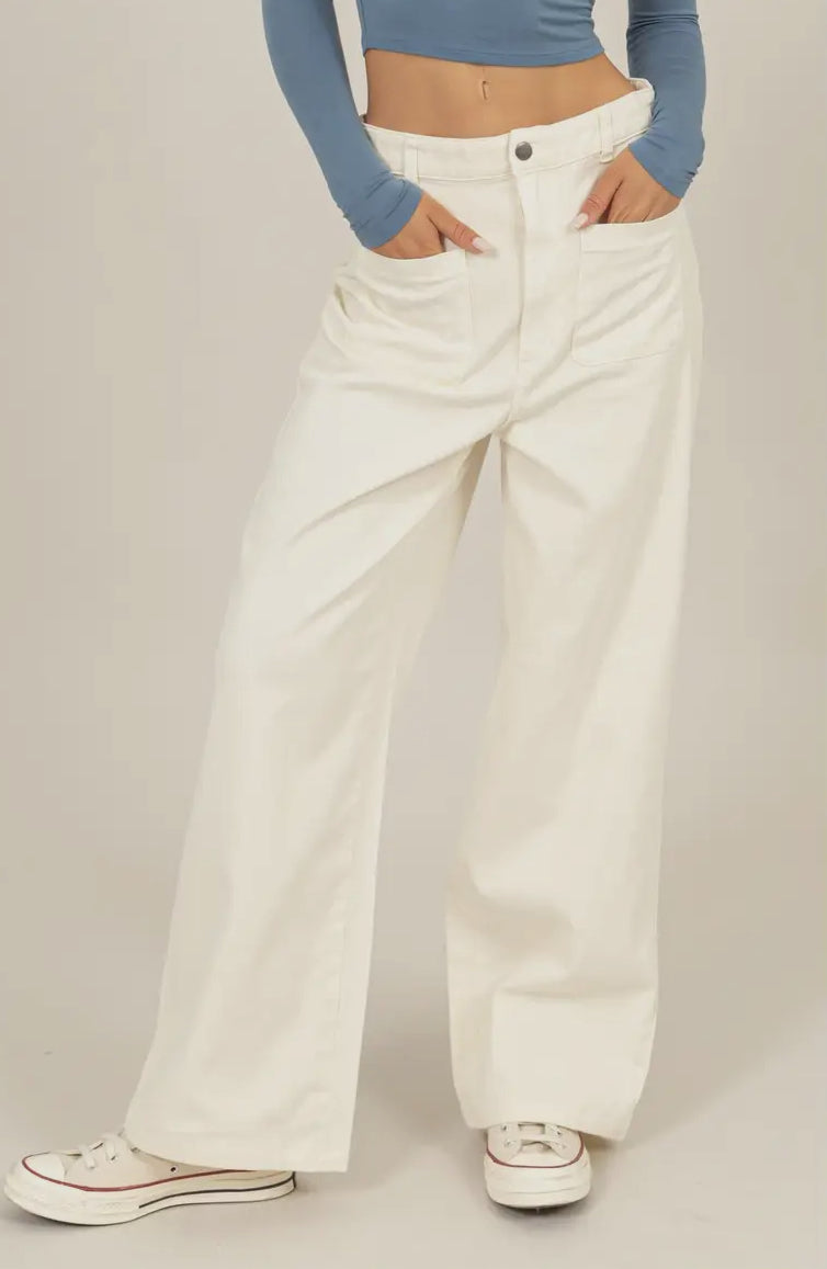 Black and White Wide Leg Jeans
