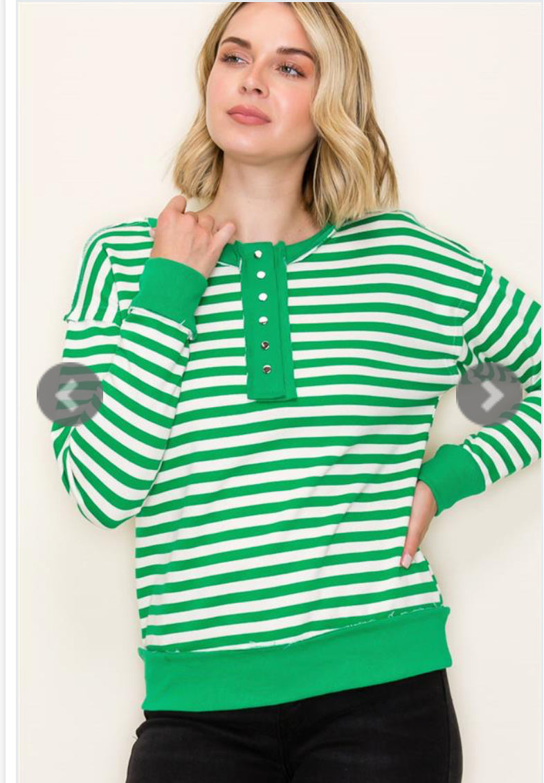 Henley Snap Button Pullover Sweatshirt