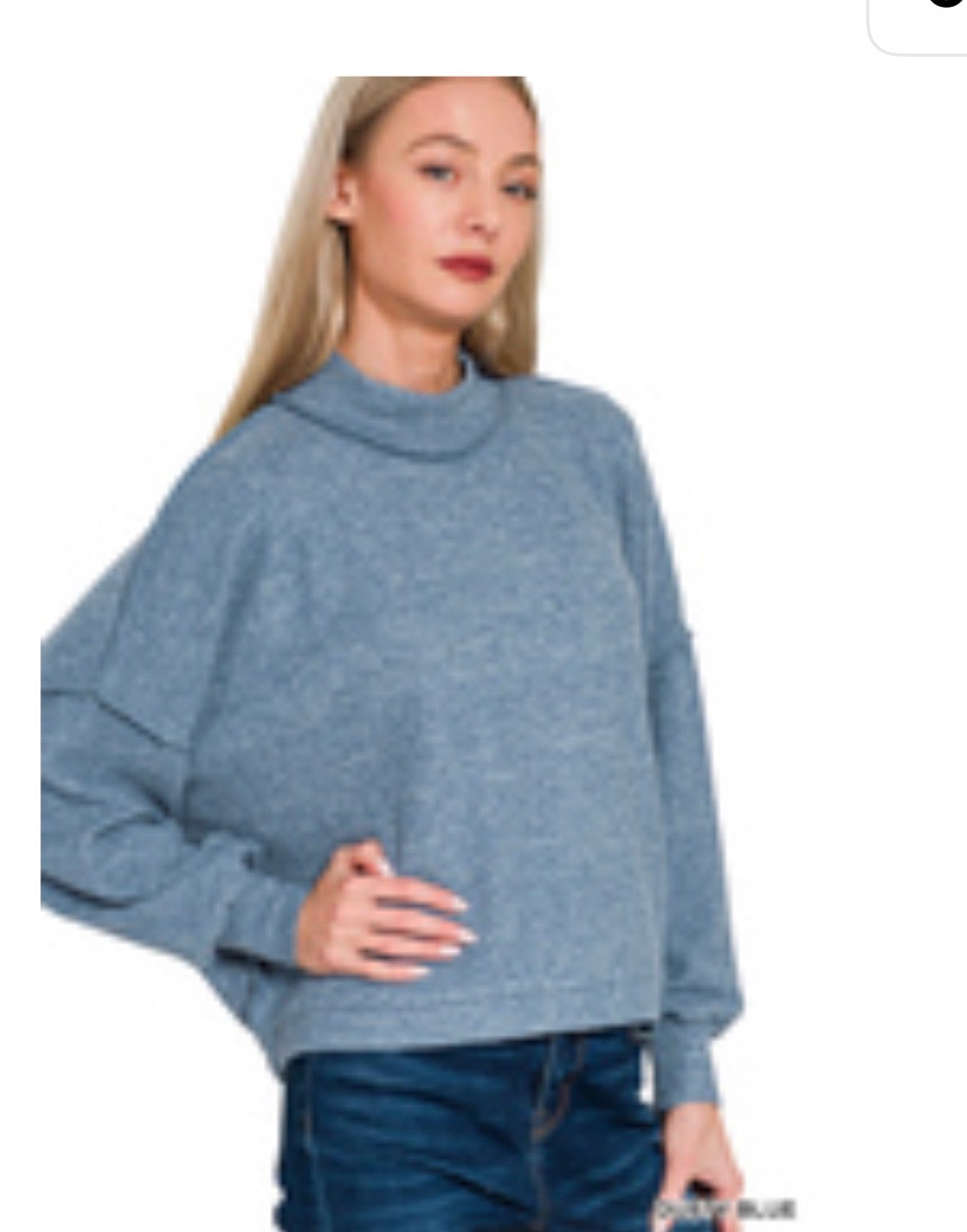 Dark Blue Mock Neck Sweatshirt