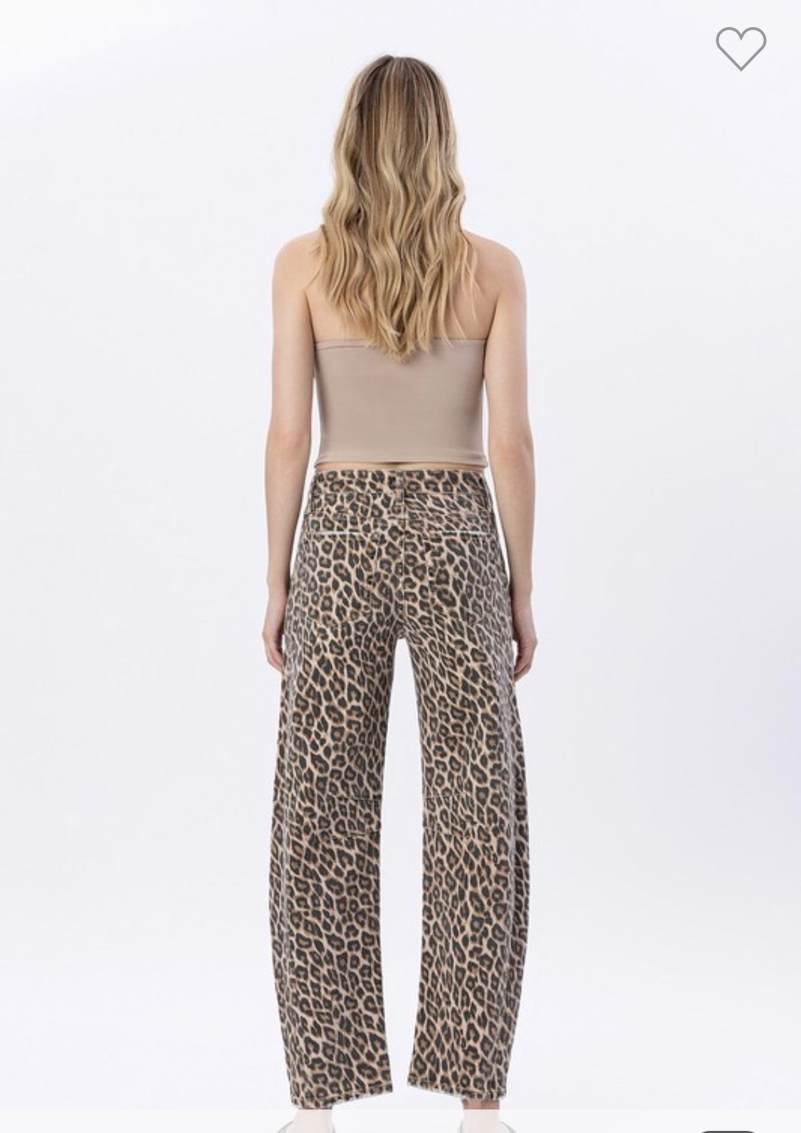 High Rise Leopard Barrel Jeans