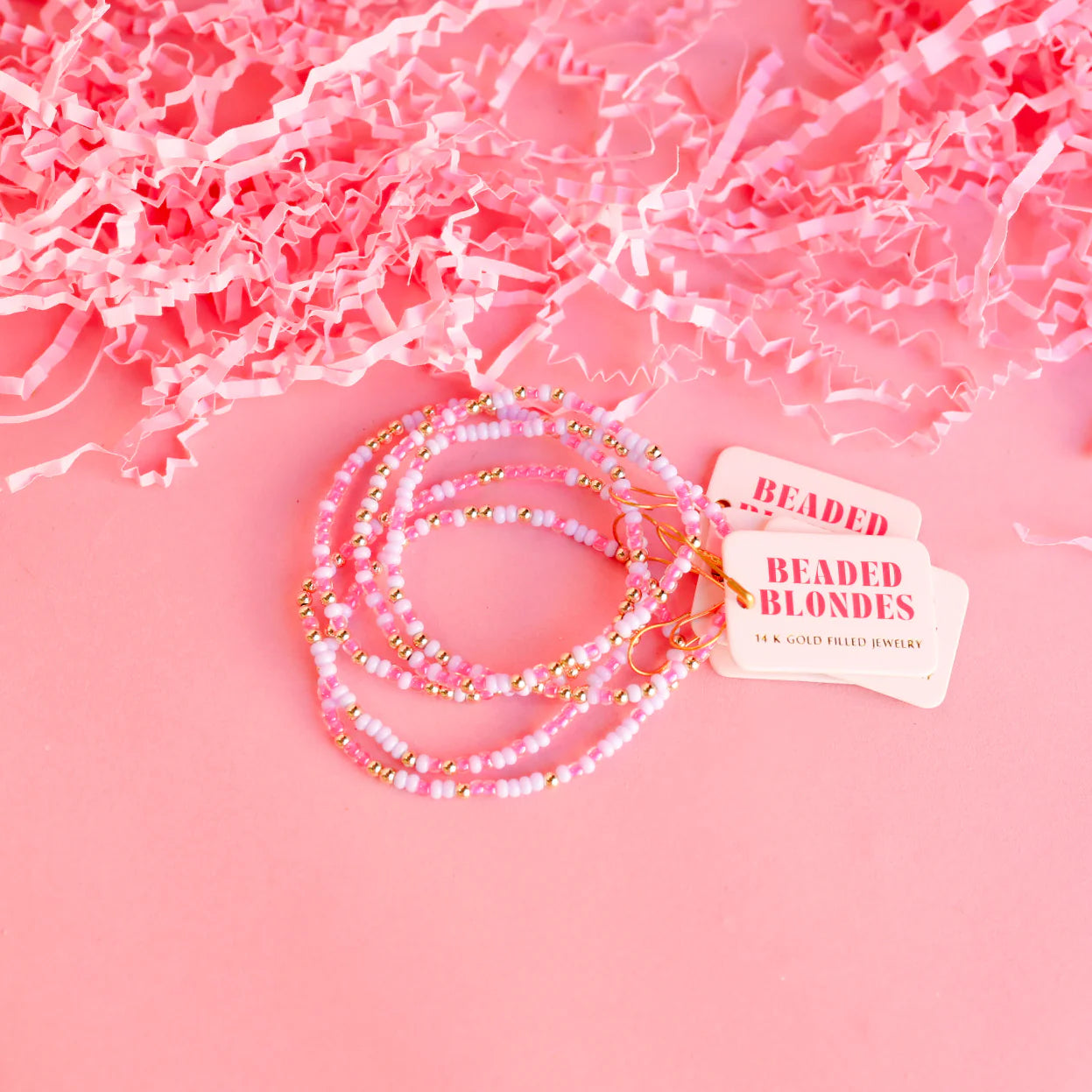 Beaded Blondes Light Pink and White Petite Bracelet