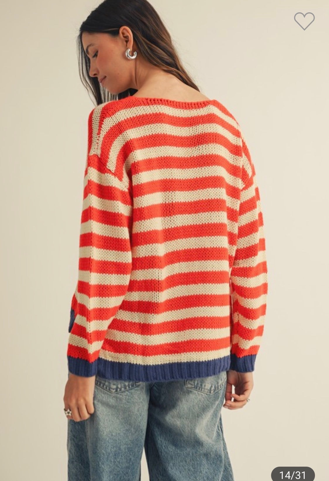 Striped Combo V Neck Loose Fit Sweater