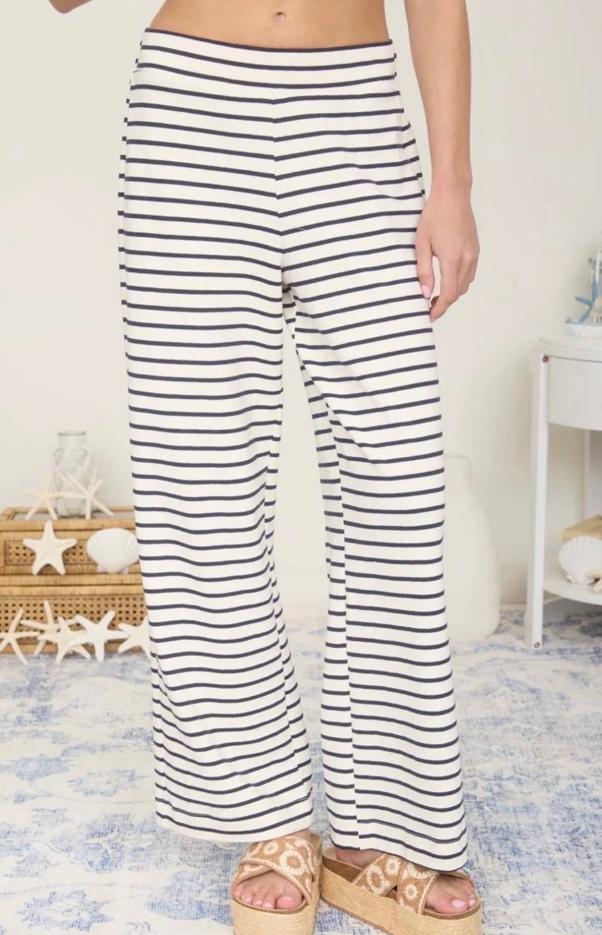 Striped Cropped Wide Leg Pants